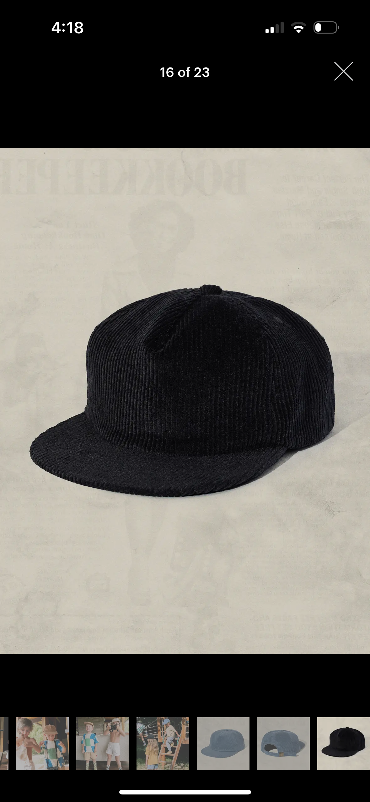 Corduroy Kid's Baseball Cap