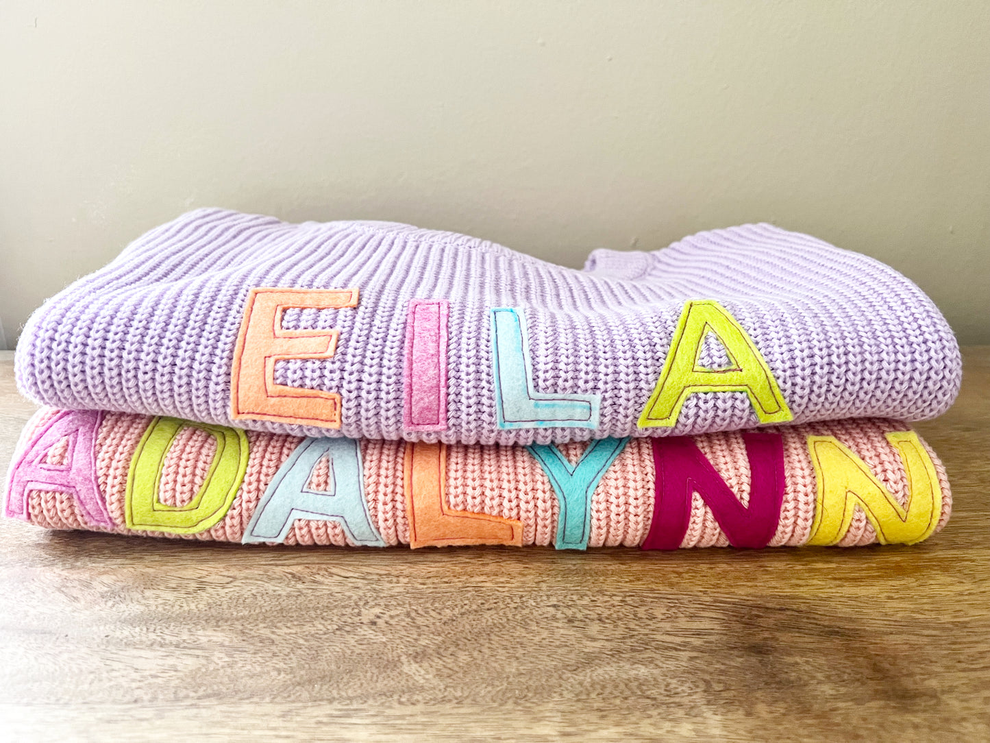 Children's Multicolor Hand Cut Felt Knit Sweater