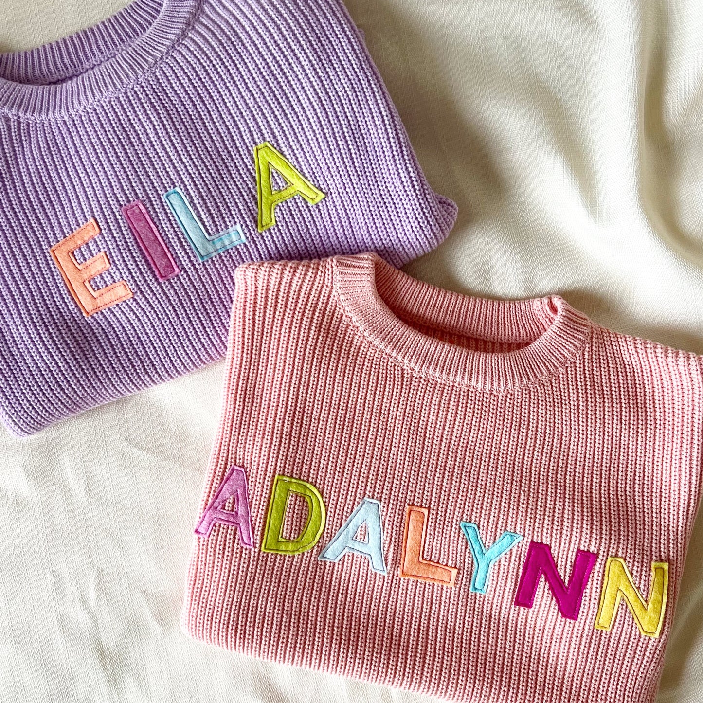 Children's Multicolor Hand Cut Felt Knit Sweater