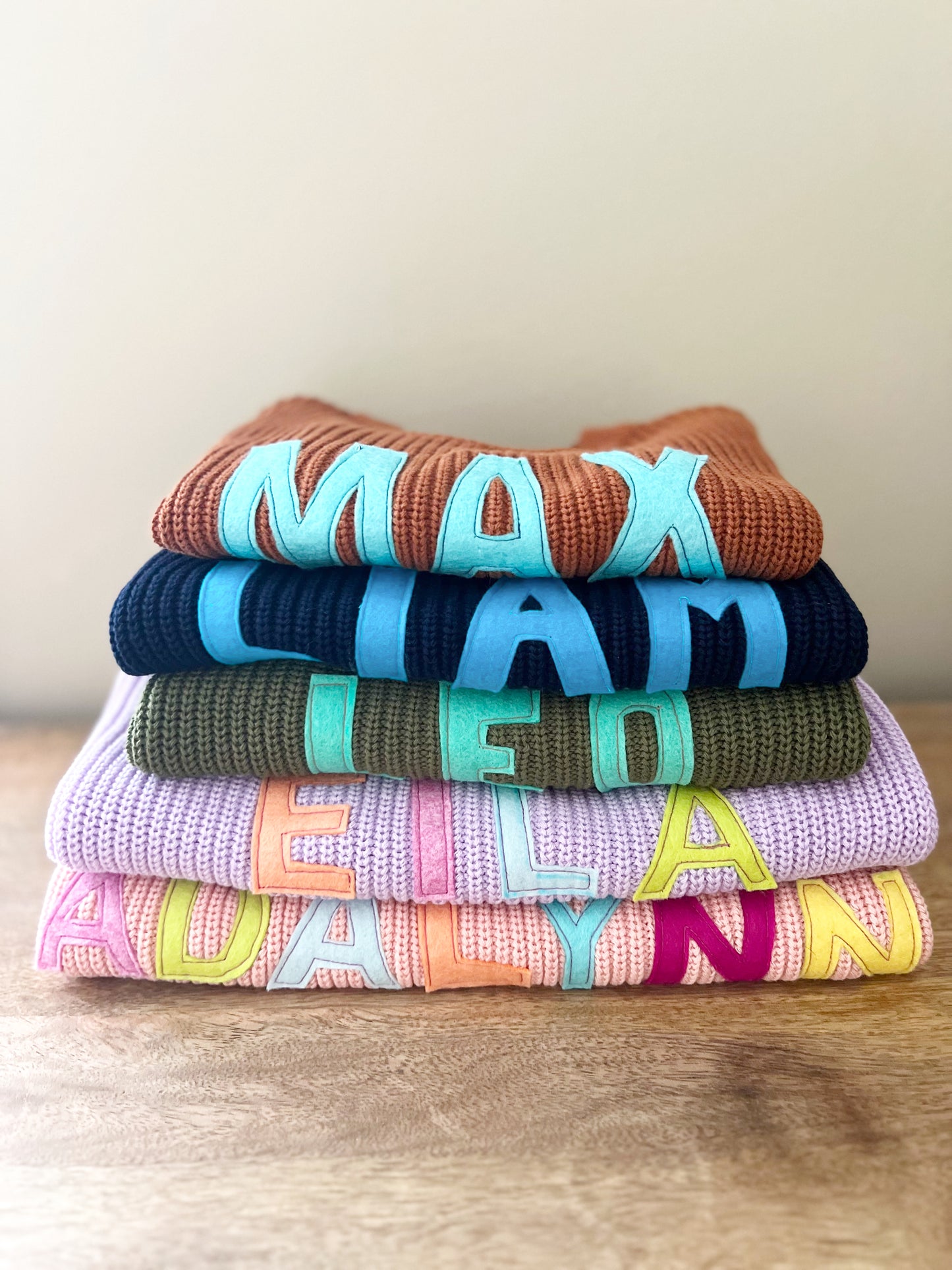 Children's Multicolor Hand Cut Felt Knit Sweater