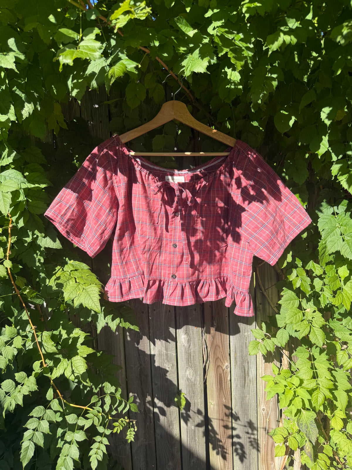 Meadow Top — Cranberry Plaid