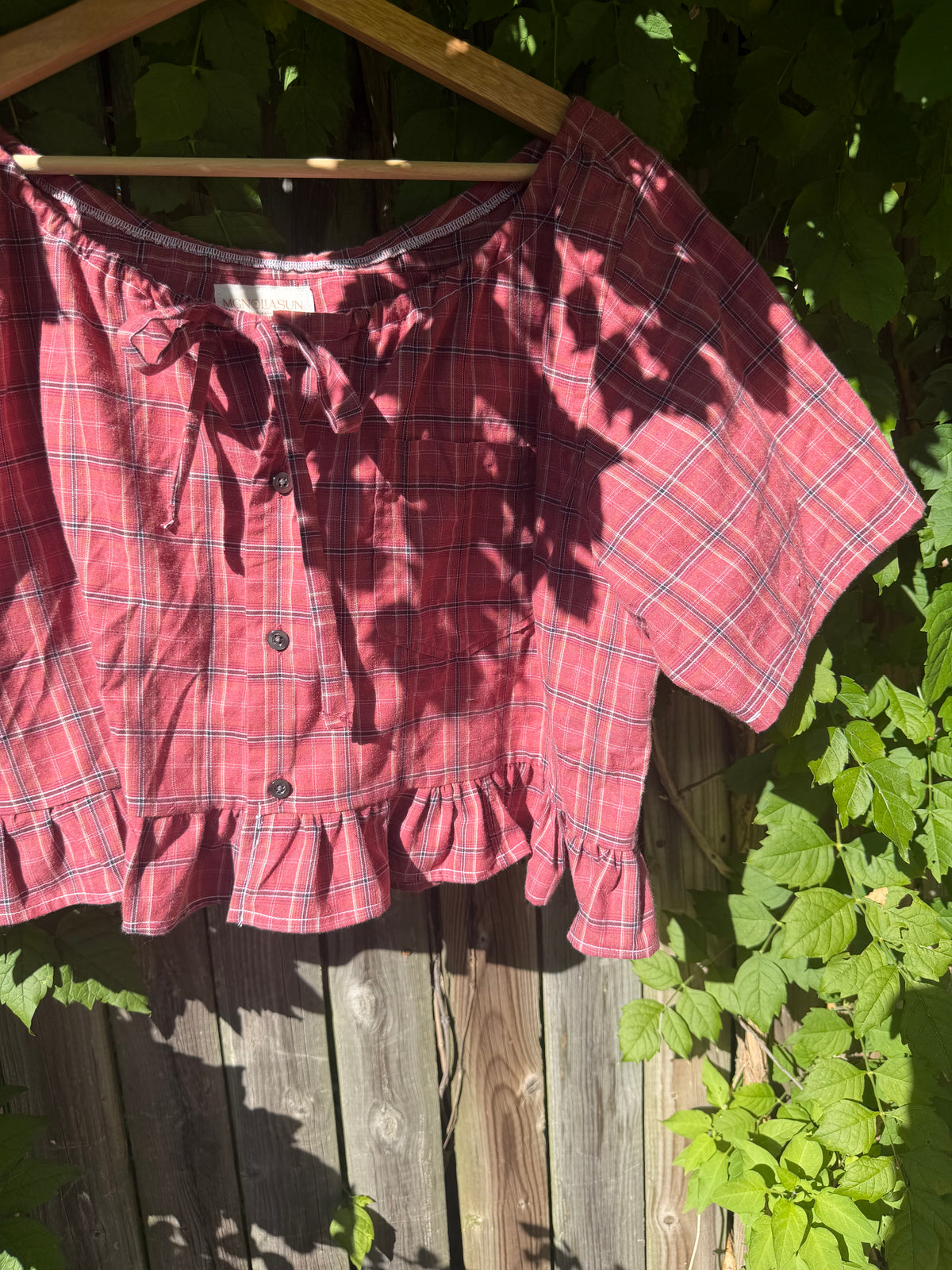 Meadow Top — Cranberry Plaid